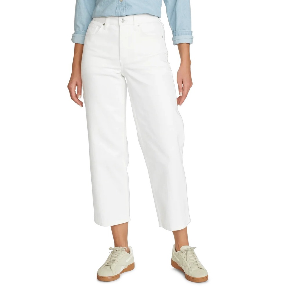 Eddie Bauer Authentic Voyager Jeans Womens 18 White High Rise Crop Wide‎ Leg NEW